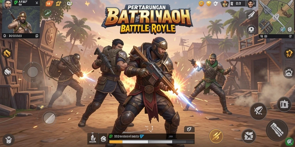 Screenshot gameplay AFAF menampilkan aksi Battle Royale yang intens.