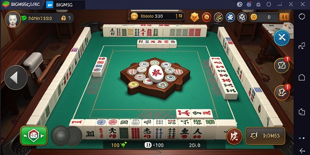 Screenshot utama BIGMSG yang menampilkan gameplay Mahjong yang menarik.