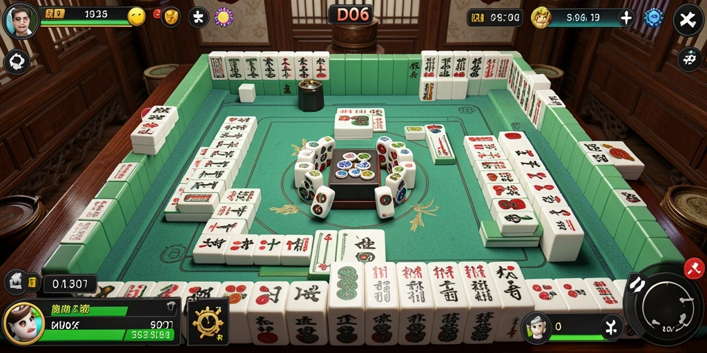 Screenshot D06 menunjukkan gameplay Mahjong yang seru.