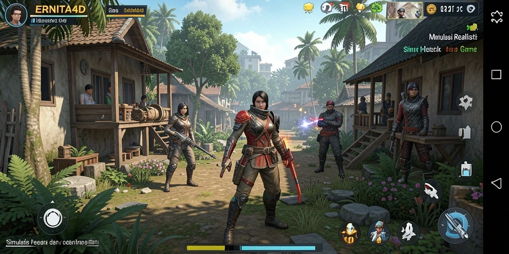 Screenshot permainan ERNITA4D dengan tampilan gameplay Simulation.