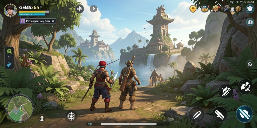 Screenshot gameplay GEMS365 yang menampilkan petualangan mendalam.