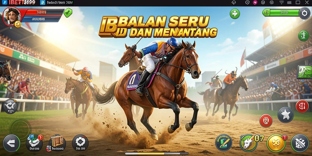 Tampilan gameplay IBET899 dengan mobil balap yang cepat dan trek menantang.