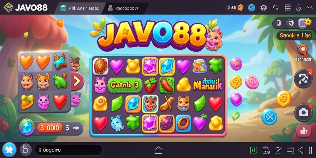 Tampilan cerah dan seru dari gameplay JAVO88.
