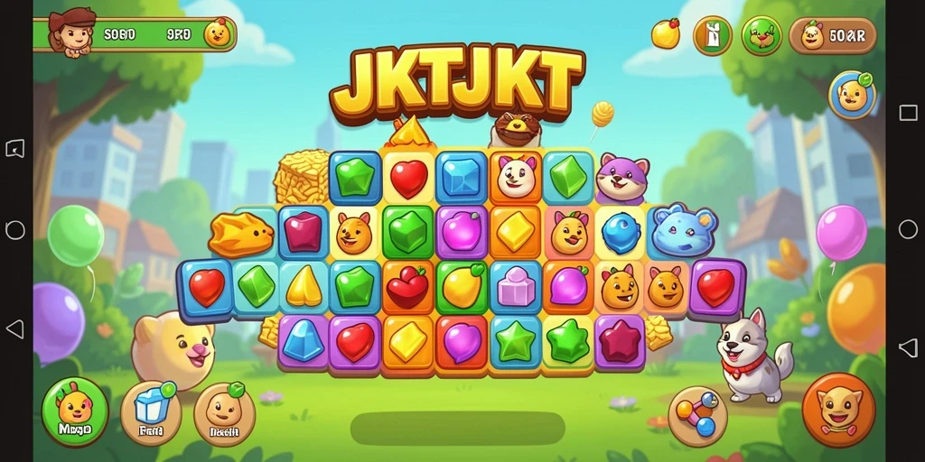 Gambaran gameplay seru dari JKTJKT di level Match-3.