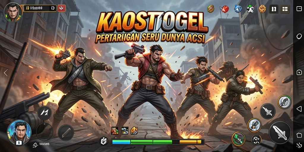Tampilan gameplay KAOSTOGEL yang penuh aksi dan pertarungan seru.