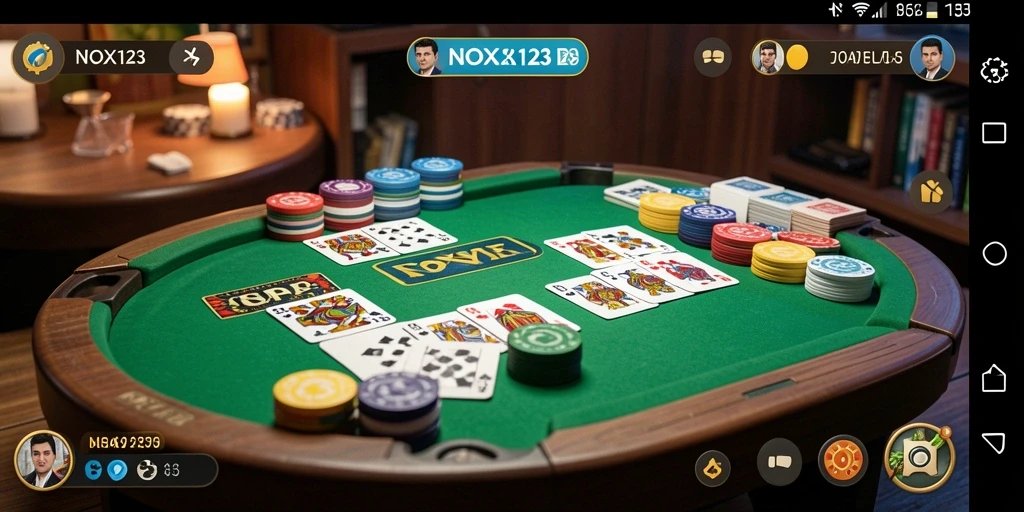 Gameplay menarik NOX123 yang menampilkan suasana Gaple yang seru.
