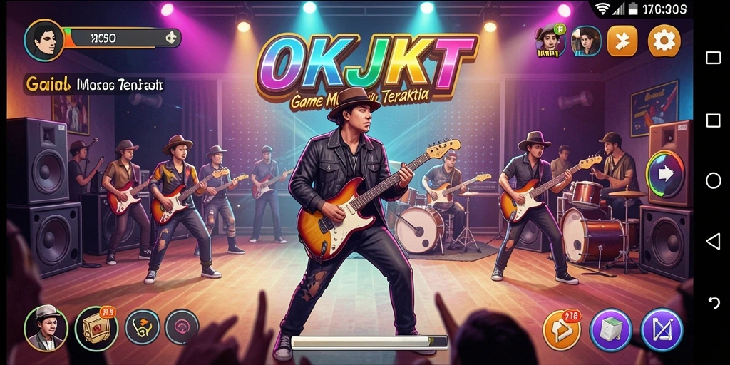 Tampilan gameplay menarik dengan berbagai pilihan lagu.