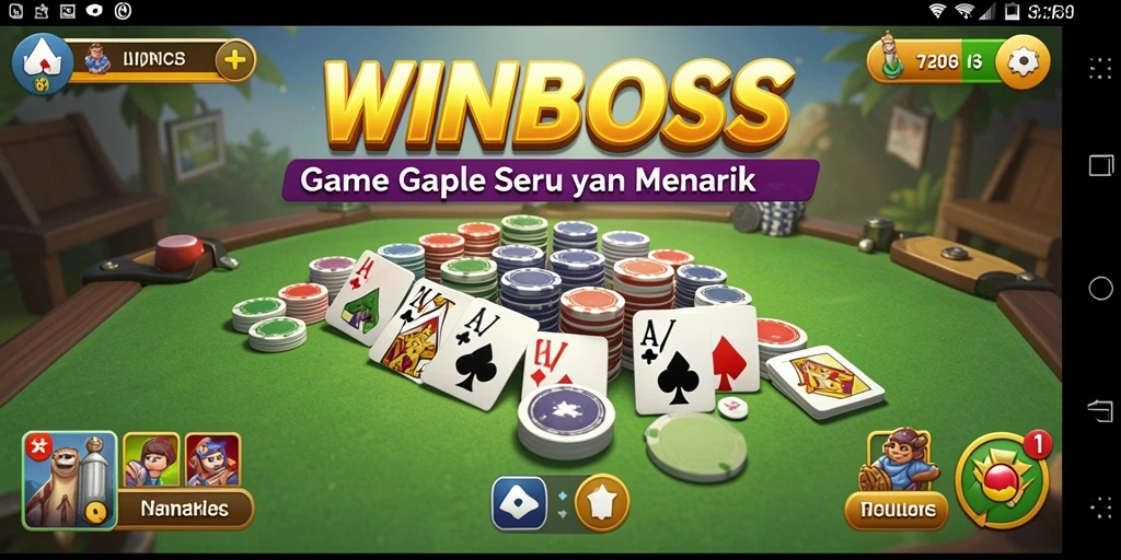 Screenshot WINBOSS menampilkan gameplay Gaple yang menyenangkan.
